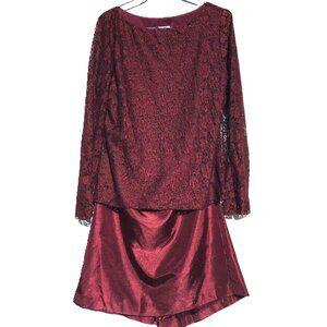 JW Treci Crimson Red 2 Pc Skirt | Lace Top SET Size 12 NWT
